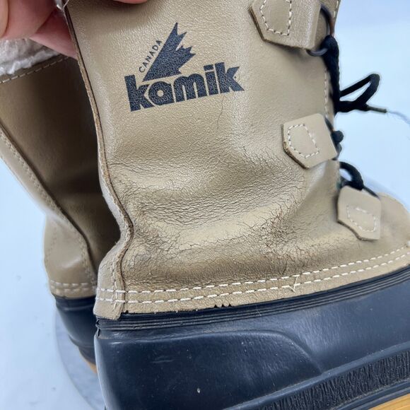 Kamik Boots Mens 8 Beige Waterproof Leather Faux Fur Snow Winter Made In Canada main image 8
